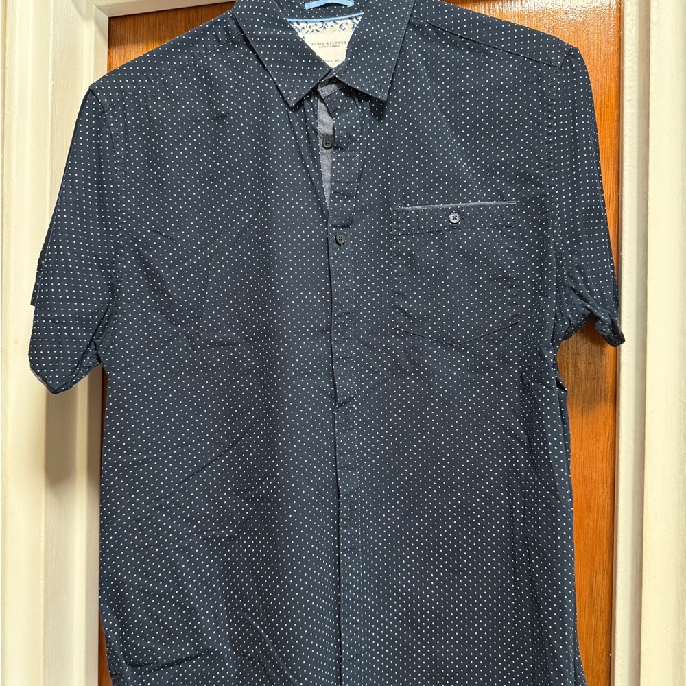 Denim & Flower Navy Polka Dot Shirt
